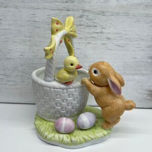 Vintage Lefton Easter Bunny Rabbit Basket Figurine - Hand Painted Japan - #05856